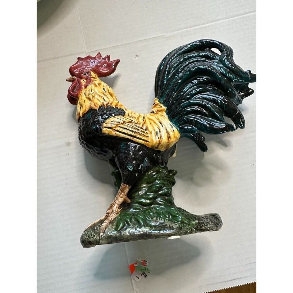 Ceramic Rooster Colorful Blue Sky READ